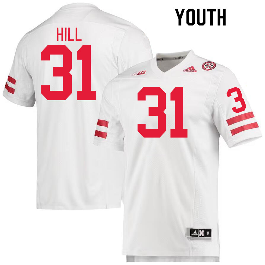 Youth #31 Tommi Hill Nebraska Cornhuskers College Football Jerseys Stitched Sale-White - Click Image to Close